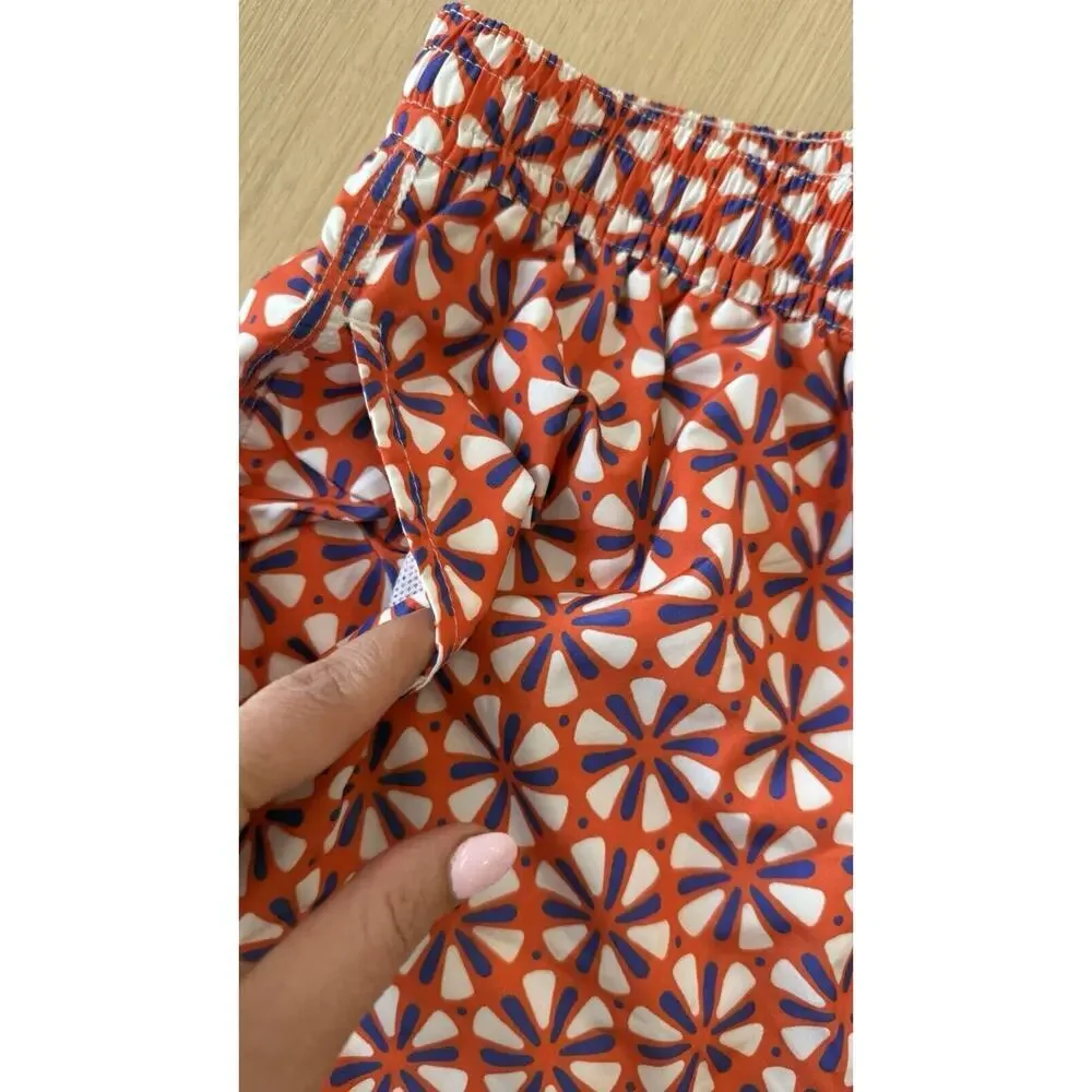 Straight-Leg Mid-Length Printed Swim Shorts Size Small T1188